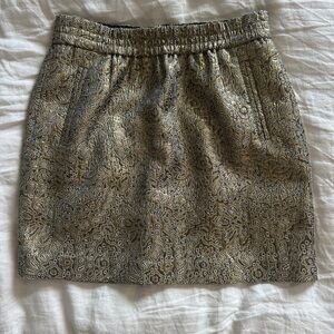 LOFT Gold and Black Paisley Mini Skirt - S